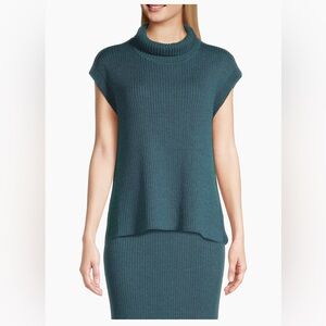 EILEEN FISHER Ribbed Turtleneck‎ Wool Tank In Alpine L